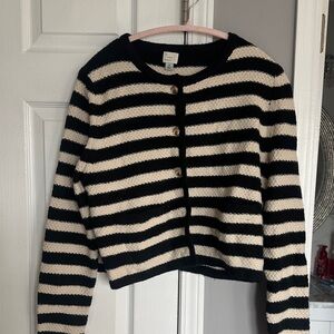 a new day Black and Cream Striped Cardigan
